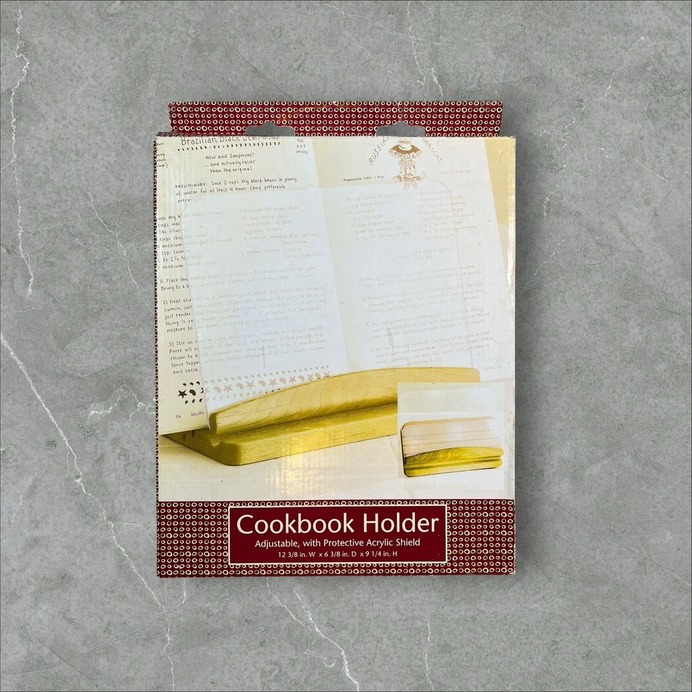 Vintage BB&B Cookbook Holder Wood Recipe Stand Boho Cottagecore Kitchen Tool NWT
